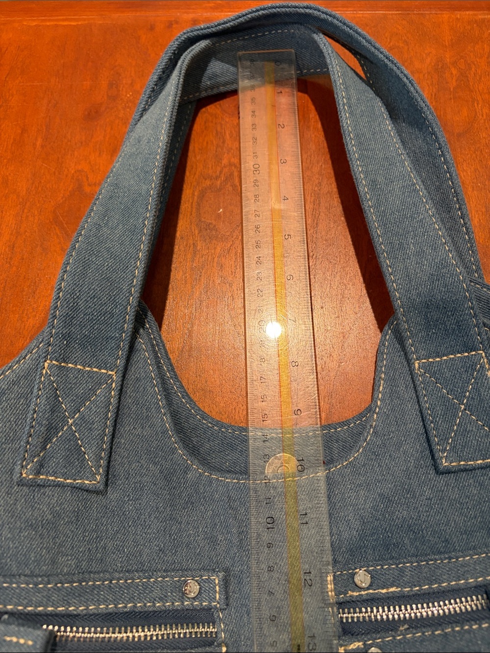 True Religion Denim Tote with embroidered pockets with zips - Picture 11 of 14